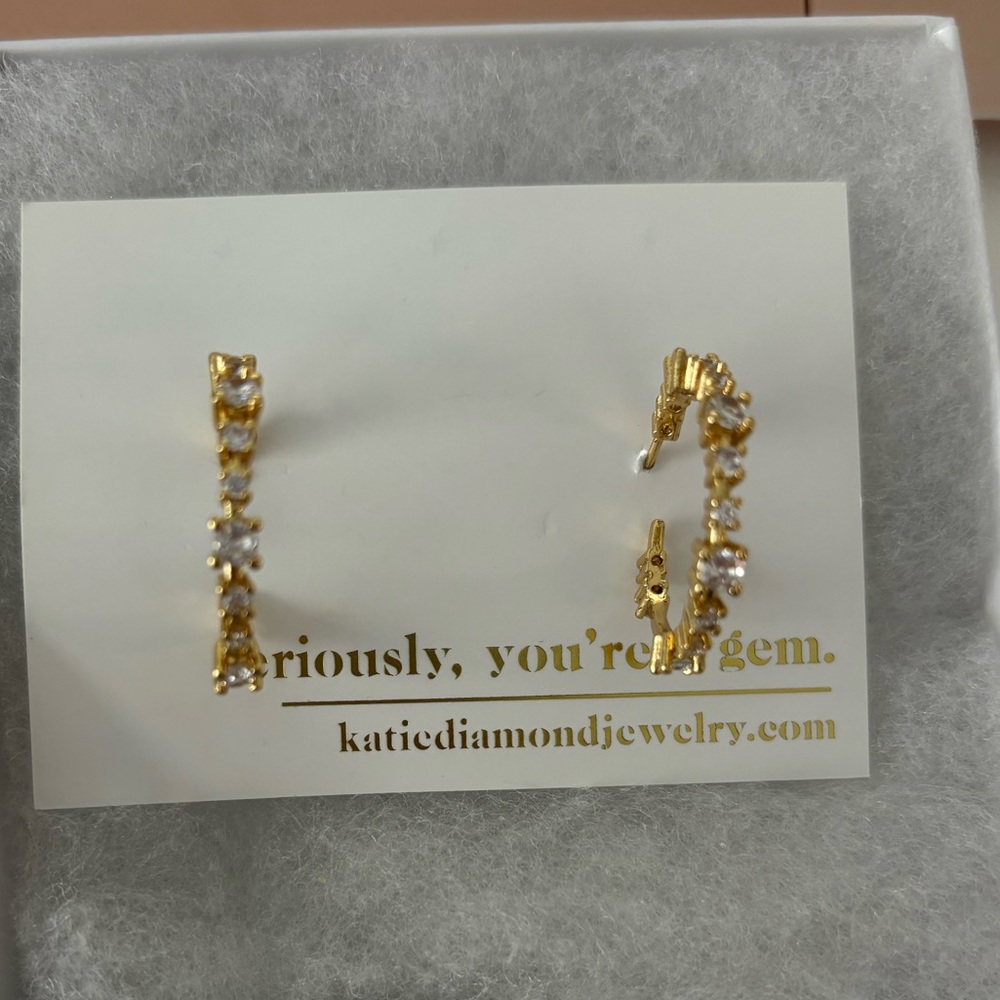 Demi Fine Gold Plate Gemstone Hoops